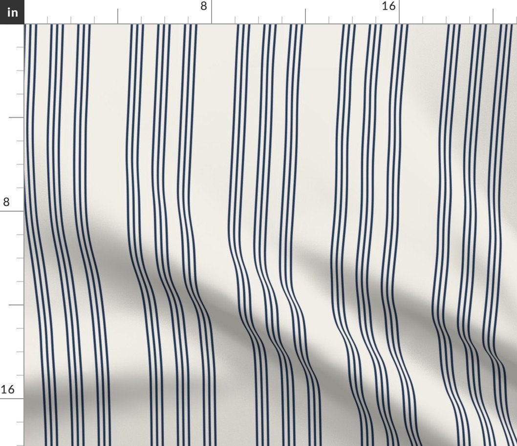 estate blue on cream grain sack french country farmhouse ticking nine stripe