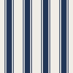 estate blue on cream grain sack french country farmhouse ticking three stripe