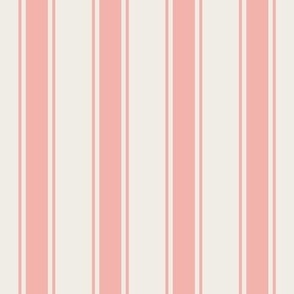 blossom pink on cream grain sack french country farmhouse ticking three stripe