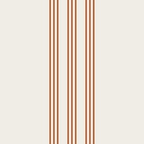 rust orange on cream grain sack french country farmhouse ticking nine stripe 12 inches apart