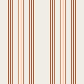 rust orange on cream grain sack french country farmhouse ticking nine stripe
