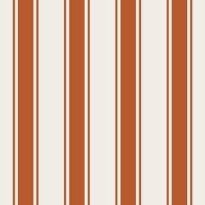 rust orange on cream grain sack french country farmhouse ticking three stripe