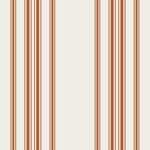 rust orange on cream grain sack french country farmhouse ticking twelve stripe