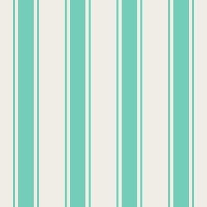 opal mint on cream grain sack french country farmhouse ticking three stripe