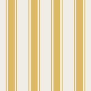 misted yellow on cream grain sack french country farmhouse ticking three stripe