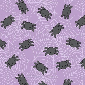 Kawaii Spiders with web purple - M