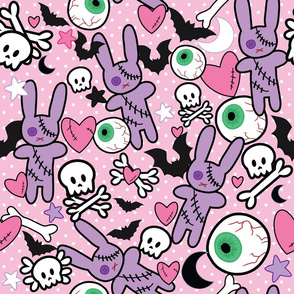 Goth Bunny Fabric, Wallpaper and Home Decor