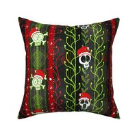 Santa Shock Vines O' Death -- Creepy Gothic Christmas Skull -- Spooky Gothic Creepmas -- Red and Green Christmas Skull -- 26.61in x 24.00in repeat -- 150dpi (Full Scale)