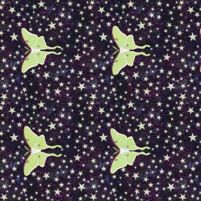 luna moths and stars on midnight violet pleated mask