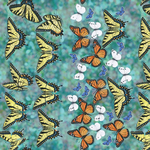 5 butterflies pleated face mask tile