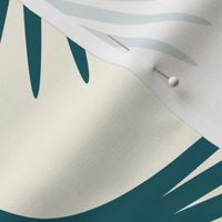 Art Deco Swans - 12" - Teal, Cream, Coral