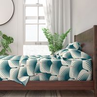 Art Deco Swans - 12" - Teal, Cream, Coral