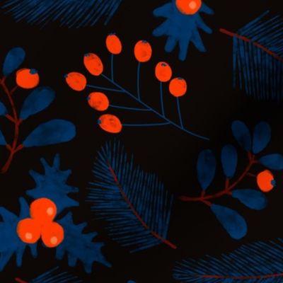 Christmas Florals On Black