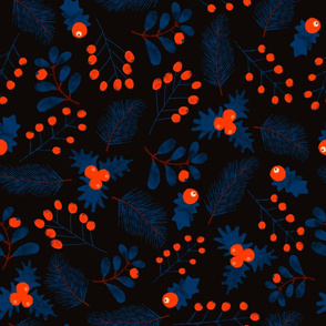 Christmas Florals On Black