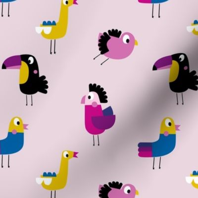 Birds on pink