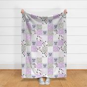 6" patchwork wholecloth: lavender in a field of roses, she is a wildflower