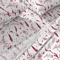 Oriental Ink Motif - rich ruby red on white, medium 