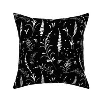 Oriental Ink Motif - White on black, medium 