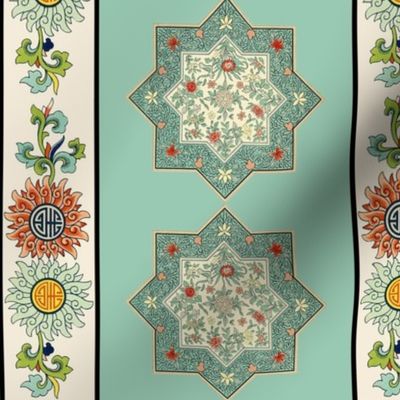 CHINOISERIE STRIPE - EASTERN STAR MATCHING (CELADON)