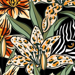 zebra and wild animal flowers LARGE scale