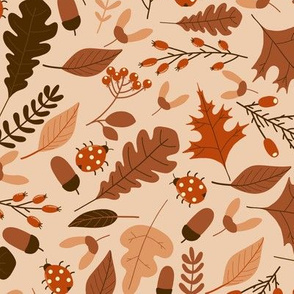 Autumn Leaves and Ladybugs Pattern Light