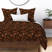 Autumn Leaves and Ladybugs Pattern Dark