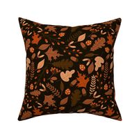 Autumn Leaves and Ladybugs Pattern Dark