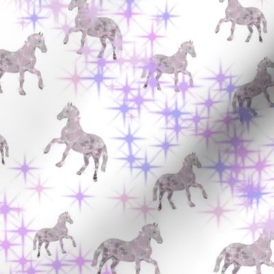 Tiny pink horses with pink stars - girls bedroom decor