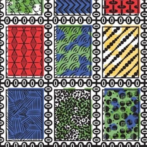 postage stamps à l'africaine - blue, green, orange, red