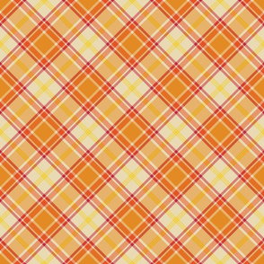 Bright Red and Orange Diagonal Plaid