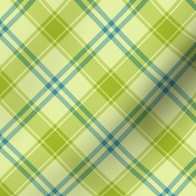 Light Green and Blue Diagonal Plaid