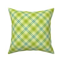 Light Green and Blue Diagonal Plaid