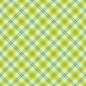 Light Green and Blue Diagonal Plaid