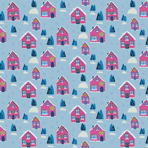 Pink Houses in Winter