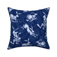 Rabbit Hare Paisley - dark blue - large -