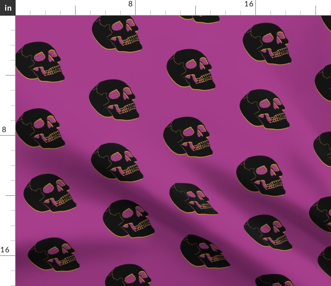 Skull pink yellow black