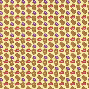 Small Toast and Jam Pattern on Yellow