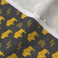 (extra small scale) distressed buffalo on dark grey linen - gold C18BS