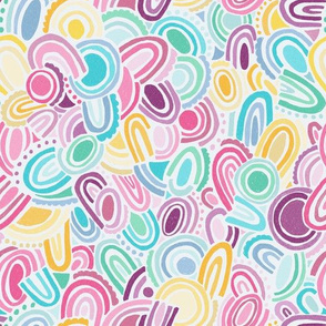 Colourful arches abstract shape pattern in pastel rainbow