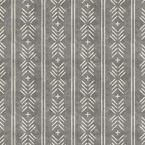 (small scale) mud cloth arrow stripes - grey - mudcloth tribal - LAD19BS