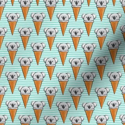 (small scale) koala icecream cones - aqua stripes C20BS