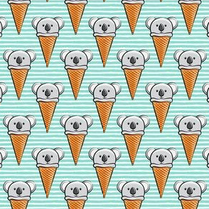 (small scale) koala icecream cones - aqua stripes C20BS