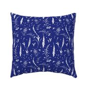 Oriental Ink Motif - white on blue, medium 