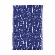 Oriental Ink Motif - white on blue, medium 