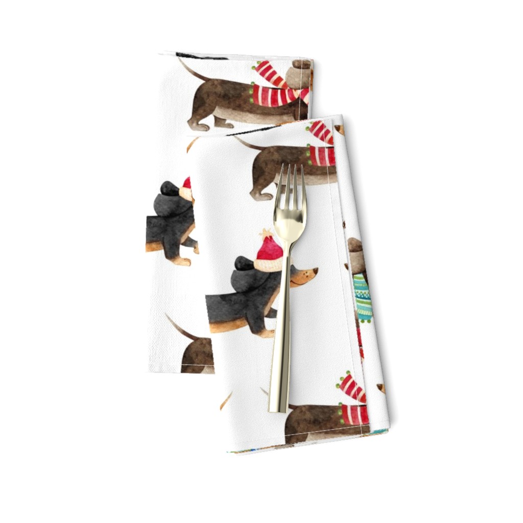 Christmas Dachshunds//White - Large