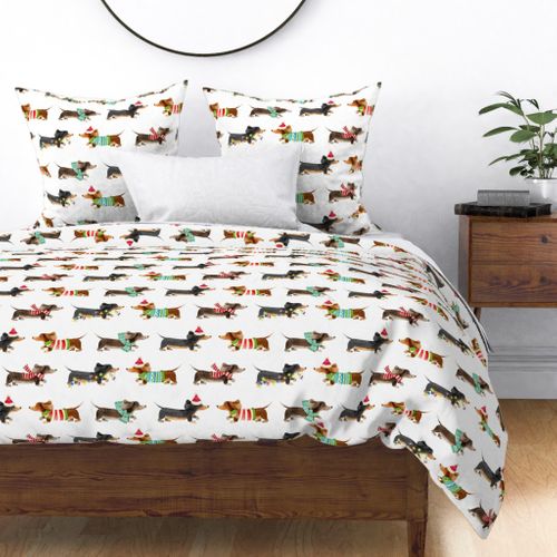 Christmas Dachshunds//White - Large