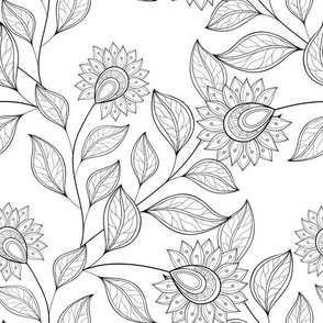 10,5 inch Floral pattern with abstract flowers f1_21-1m