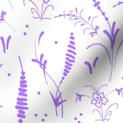 Oriental Ink Motif - lavender purple on white, medium 