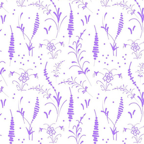 Oriental Ink Motif - lavender purple on white, medium 