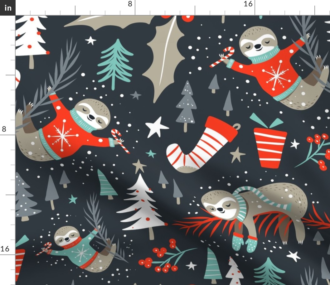 Slothy Holidays - Christmas Coal Black Large Scale